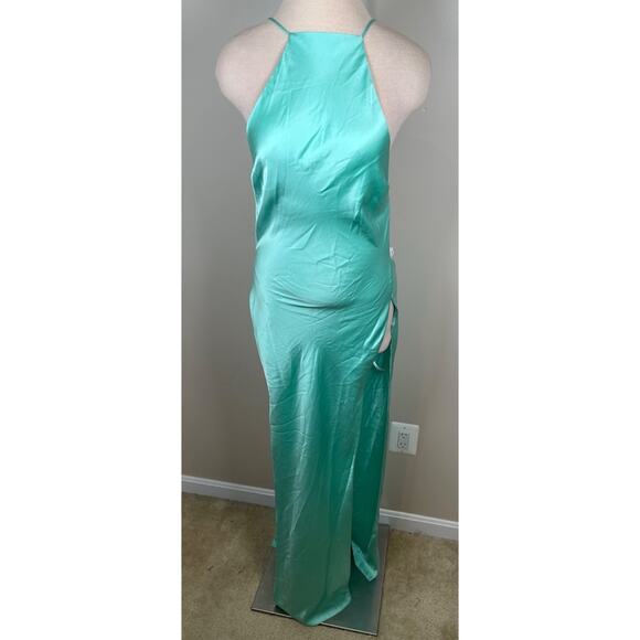Retrofete Nyssa Halterneck High Slit Pistachio Green Maxi Dress Size Small - Picture 4 of 10